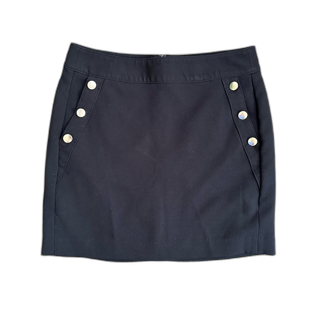 Banana Republic Navy Sailor Mini Skirt Button Detail Preppy Nautical Size 6 EUC